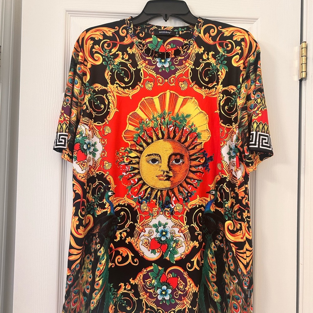 Vintage Barabas Multicolor Sun Motif Men's Tee 2XL 23 x 29